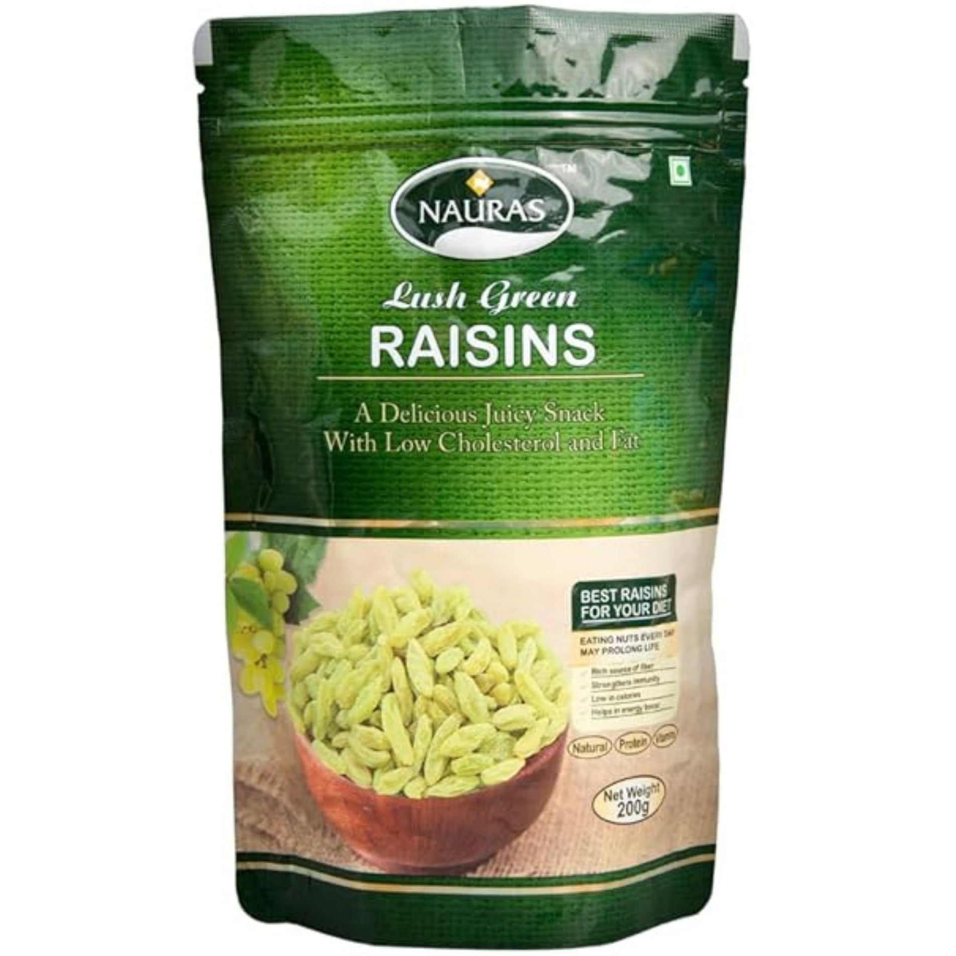 Nauras Green Raisins – Sweet, Juicy & Naturally Dried | 200 Grams